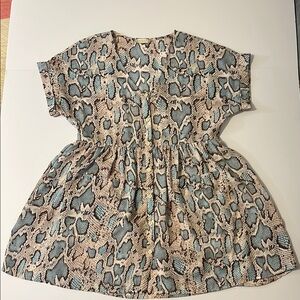 Altar’d State Snake Print Button-Down Mini Baby Doll Dress Sz S